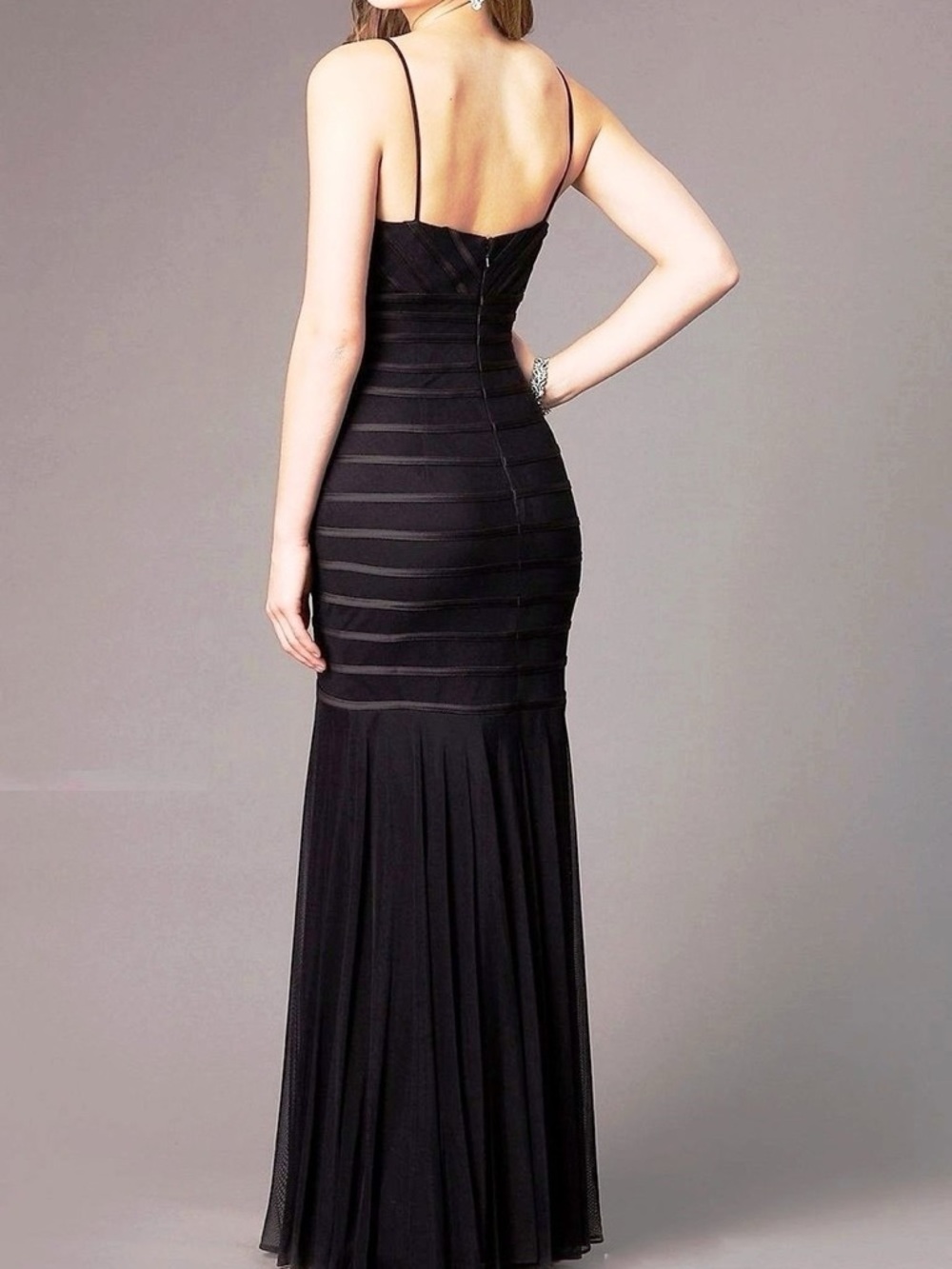 Betsy & Adam Black Strappy Mermaid Maxi Dress - Picture 3 of 3